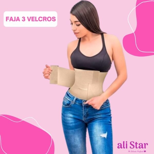 Faja Tres3 Velcros Reductora Beige Mayoreo