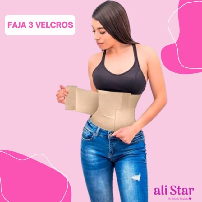 Faja Tres3 Velcros Reductora Beige